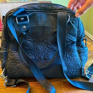 Petunia pickle bottom convertible backpack/satchel diaper bag, black, quilted